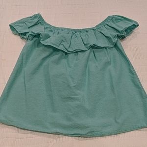 Les Amis Blue/Green Off the Shoulder Blouse